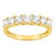 Media alianza de oro amarillo 9K con 7 diamantes creados 1,05 ct en engaste de garras