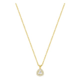 Collar de oro amarillo 9K con colgante de 6x6 mm y diamantes creados 0,13 ct