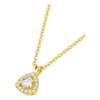 Collar de oro amarillo 9K con colgante de 6x6 mm y diamantes creados 0,13 ct