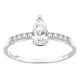 Anillo solitario acompañado de oro blanco 18K con diamantes creados 0,63 ct talla pera