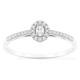 Anel em ouro branco 9K com diamantes criados 0,17 ct e centro oval 0,06 ct em halo