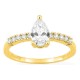 Anel solitário acompanhado em ouro amarelo 18K com diamantes criados 0,86 ct lapidação pera