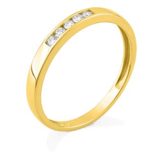 Anillo de oro amarillo 9K con 5 diamantes creados 0,15 ct en engaste carril