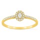 Anillo de oro amarillo 9K con diamantes creados 0,17 ct y centro ovalado 0,06 ct en halo