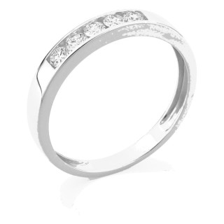 Anel em ouro branco 9K com 5 diamantes criados 0,35 ct em cravação carril
