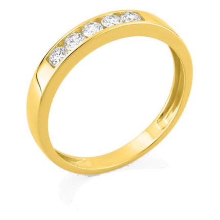 Anillo de oro amarillo 9K con 5 diamantes creados 0,35 ct en engaste carril