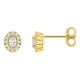 Pendientes de botón de oro amarillo 9K con diamantes creados 0,21 ct y centro ovalado en halo