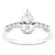 Anel solitário acompanhado em ouro branco 18K com diamantes criados 1,21 ct lapidação pera