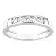 Anillo de oro blanco 9K con 5 diamantes creados 0,50 ct en engaste carril