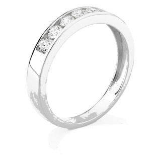 Anel em ouro branco 9K com 5 diamantes criados 0,50 ct em cravação carril
