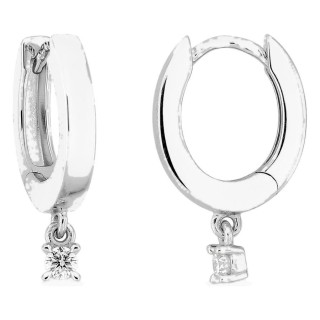 Brincos de argola em ouro branco 9K com diamantes criados 0,05 ct
