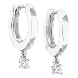 Pendientes de aro de oro blanco 9K con diamantes creados 0,05 ct