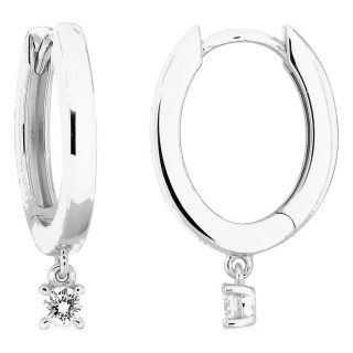 Pendientes de aro de oro blanco 9K con diamantes creados 0,11 ct