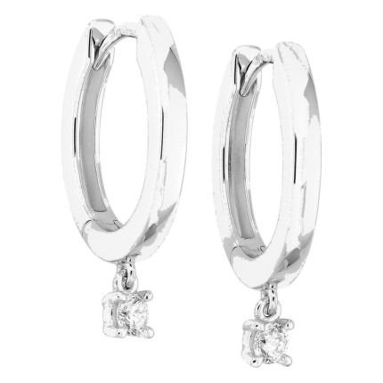 Brincos de argola em ouro branco 9K com diamantes criados 0,11 ct