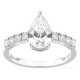 Anel solitário acompanhado em ouro branco 18K com diamantes criados 1,82 ct lapidação pera