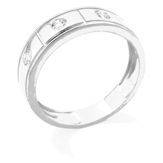 Anel em ouro branco 9K com 3 diamantes criados 0,30 ct em cravação fechada