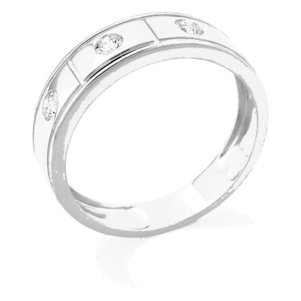 Anel em ouro branco 9K com 3 diamantes criados 0,30 ct em cravação fechada
