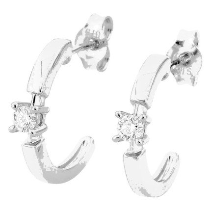 Brincos de argola em ouro branco 9K com diamantes criados 0,11 ct