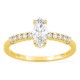 Anillo solitario acompañado de oro amarillo 18K con diamantes creados 0,63 ct talla marquesa