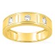 Anillo de oro amarillo 9K con 3 diamantes creados 0,30 ct en engaste cerrado