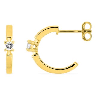 Pendientes de aro de oro amarillo 9K con diamantes creados 0,11 ct