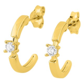 Pendientes de aro de oro amarillo 9K con diamantes creados 0,11 ct