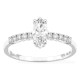 Anel solitário acompanhado em ouro branco 18K com diamantes criados 0,63 ct lapidação marquise