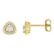 Pendientes de botón de oro amarillo 9K con diamantes creados 0,27 ct y centro de talla trillón en halo