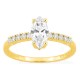 Anel solitário acompanhado em ouro amarelo 18K com diamantes criados 0,85 ct lapidação marquise