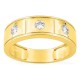 Anillo de oro amarillo 9K con 3 diamantes creados 0,45 ct en engaste cerrado