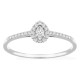 Anillo de oro blanco 9K con diamantes creados 0,16 ct y centro de talla pera 0,05 ct en halo