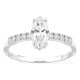 Anillo solitario acompañado de oro blanco 18K con diamantes creados 0,85 ct talla marquesa