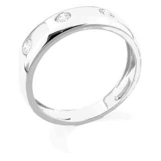 Anel em ouro branco 9K com 3 diamantes criados 0,30 ct em cravação fechada