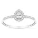 Anillo de oro blanco 9K con diamantes creados 0,29 ct y centro de talla pera 0,15 ct en halo