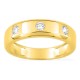 Anillo de oro amarillo 9K con 3 diamantes creados 0,30 ct en engaste cerrado