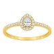 Anel em ouro amarelo 9K com diamantes criados 0,29 ct e centro de lapidação pera 0,15 ct em halo