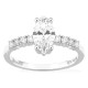Anillo solitario acompañado de oro blanco 18K con diamantes creados 1,21 ct talla marquesa