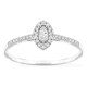 Anel em ouro branco 9K com diamantes criados 0,18 ct e centro de lapidação marquise 0,06 ct em halo