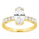 Anel solitário acompanhado em ouro amarelo 18K com diamantes criados 1,82 ct lapidação marquise