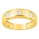 Anel em ouro amarelo 9K com 3 diamantes criados 0,45 ct em cravação fechada