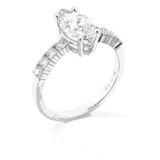 Anel solitário acompanhado em ouro branco 18K com diamantes criados 1,82 ct lapidação marquise
