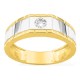 Anillo bicolor de oro amarillo 9K y rodio con diamante creado 0,15 ct en engaste cerrado