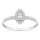 Anillo de oro blanco 9K con diamantes creados 0,26 ct y centro de talla marquesa 0,12 ct en halo