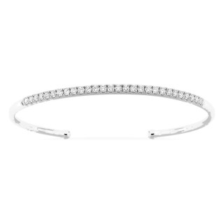 Pulsera rígida de oro blanco 9K con diamantes creados 0,87 ct