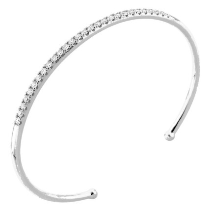 Pulseira rígida em ouro branco 9K com diamantes criados 0,87 ct