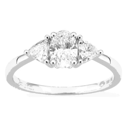Anel em ouro amarelo 18K com diamantes criados 0,90 ct e centro oval 0,50 ct