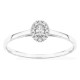 Anel em ouro branco 9K com diamantes criados 0,10 ct e centro oval 0,06 ct em halo