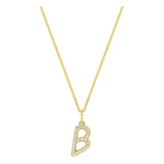 Collar inicial letra B de oro amarillo 9K con diamantes creados 0,14 ct