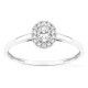 Anillo de oro blanco 9K con diamantes creados 0,23 ct y centro ovalado 0,16 ct en halo