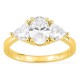 Anillo de oro amarillo 18K con diamantes creados 1,80 ct y centro ovalado 1,00 ct